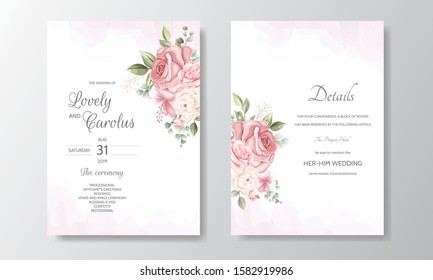 Beautiful Floral Wreath Wedding Invitation Card Template