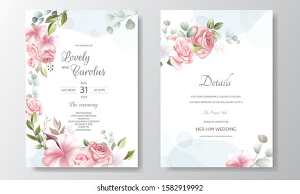 Beautiful Floral Wreath Wedding Invitation Card Template