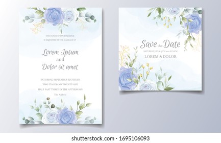 Beautiful Floral Wreath Wedding Invitation Card Template