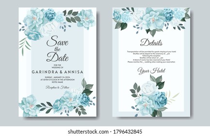 Beautiful floral wreath wedding invitation card template Premium Vector	
