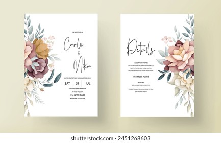 beautiful floral wreath wedding invitation card template