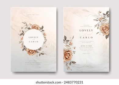 beautiful floral wreath wedding invitation card set design