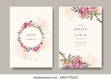 beautiful floral wreath wedding invitation card set design