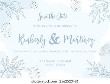 Beautiful floral wreath wedding invitation card template