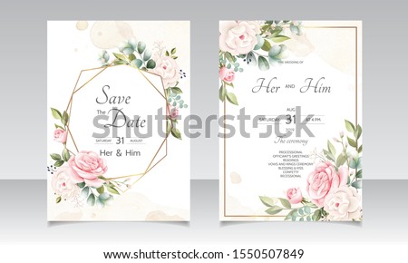 beautiful floral wreath wedding invitation card template ストックフォト © 