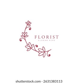 Beautiful  Florist logo. Florist Wedding Logo Design, Hand Drawn Botanical Logo Concept Vector.