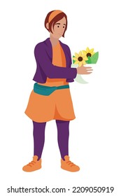 beautiful florist woman with flowers