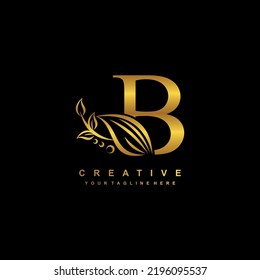 Beautiful Flourish Gold Letter B Logo Stock Vector (Royalty Free ...