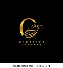 beautiful flourish gold letter O logo design. initial letter O. monogram, typography O. O luxurious logo with floral and leaf ornament. useful for company logo, business, boutique, wedding, brand, etc