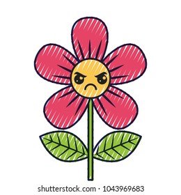 beautiful flower angry kawaii cartoon