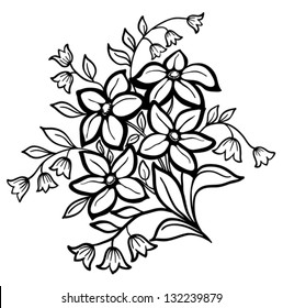 beautiful flower arrangement, a black outline on a white background. Many similarities to the author's profile