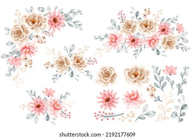 schöne Blumenanordnung mit floralem Blätterblatt, einzelne Clipkunst