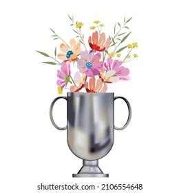 Hermoso arreglo de flores en una ilustración de vectores de vase