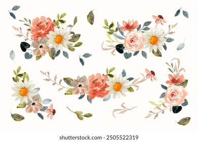 beautiful flower arrangement watercolor collection