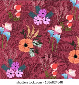 Beautiful flower art pattern and hand drawn colors
