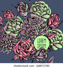 Beautiful flower background art. Decorative floral elements
