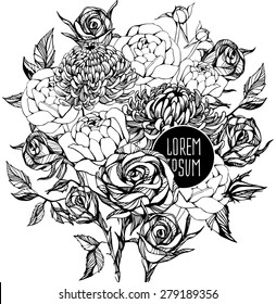 Beautiful flower background art. Decorative floral elements