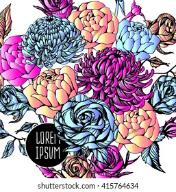 Beautiful flower background art. Decorative floral elements