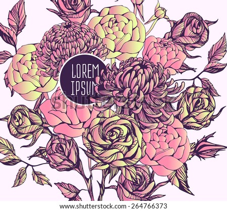 Beautiful flower background art. Decorative floral elements