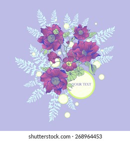 Beautiful flower background art with frame for text. Decorative floral elements