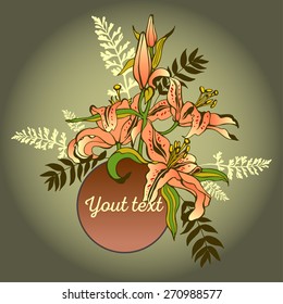Beautiful flower background art with frame for text. Decorative floral elements