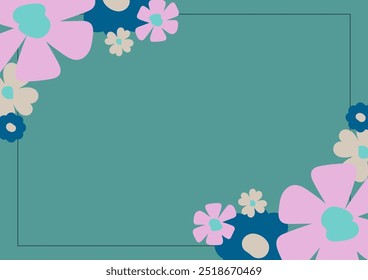 Beautiful flower background and copyspace with green frame for cards, frames, posters, book covers, textiles, wallpaper