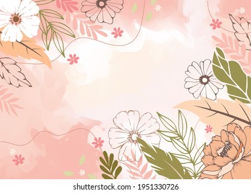 beautiful flower background. Vector design templates in simple modern style with copy space for text, flowers and leaves - wedding invitation backgrounds and frames.