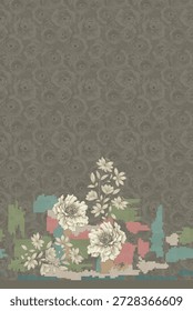 Schöne Blumen-basierte Kurti Design mit Streifen und abstraktem Hintergrund digital gedruckt Design digital gedruckt Design kurtis
