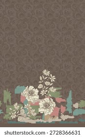 Beautiful Flower based Kurti Design with stripes and Abstract background digital printed design digital ptinted design kurtis