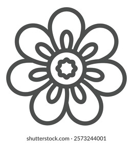 Beautiful flower with big petals line icon, flora nature concept. Vector graphics. Plant, flower pestle sign on white background, outline style icon for mobile or web design