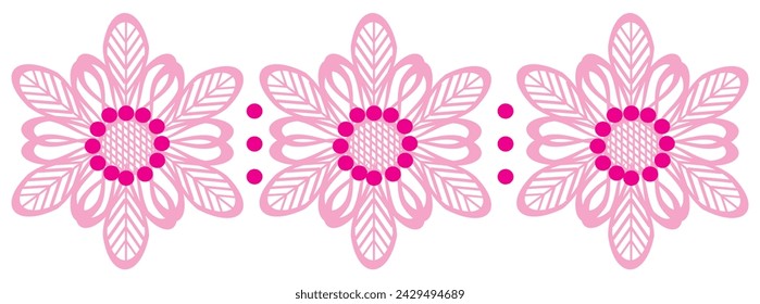 beautiful flower border design. Pink color flower border.  abstract floral vector, flowers and fluttering butterflies illustration.