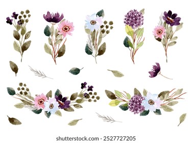 beautiful flower bouquet arrangement watercolor collection