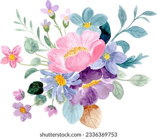 Beautiful flower bouquet for background, wedding, fabric, textile, greeting, card, wallpaper, banner, sticker, decoration etc.
