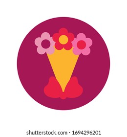 beautiful flower bouquet block and flat style vector illustration design