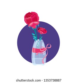 beautiful flower with branch in vase