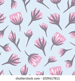 Hermosas flores brotan un fondo de patrón impecable. Ilustración del vector