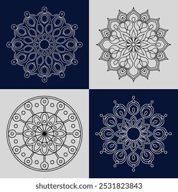 Um belo pacote de flores Mandala Design.