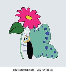 Beautiful flower and butterfly in art work