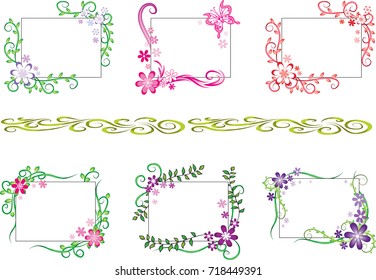 beautiful flower and butterfly border