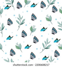 beautiful flower and butterfly seamless pattern