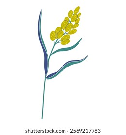 Beautiful flower, capturing essence of spring and nature's beauty. Elegant wildflower isolated on transparent background. Stylized bright colors plant design. Hand drawn vector illustration.