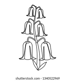 Beautiful flower cartoon isolated in black and white