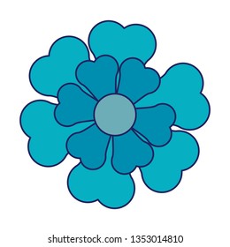 Beautiful flower cartoon isolated blue lines