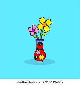 beautiful flower character in vase