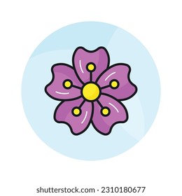 Beautiful flower of cherry blossom in modern style, well designed icon of flower