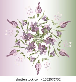 Beautiful flower. Circular ornament. Vector illustration.