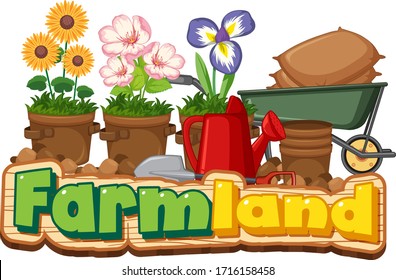 Beautiful flower in clay pots on white background illustration