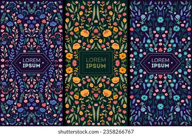 Beautiful flower collection of posters with flower compositions. Notebook covers