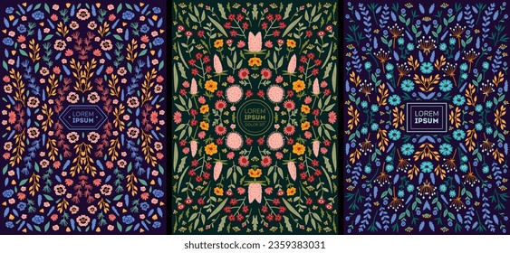 Beautiful flower collection of posters with flower compositions. Notebook covers