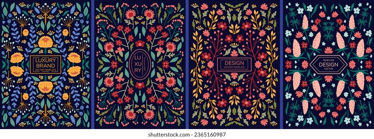 Beautiful flower collection of posters with flower compositions. Notebook covers